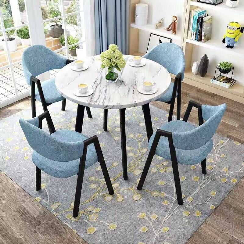 A brief discussion on table and chair combination coffee shop milk tea shop round table office casual small apartment dining table scandinavianfor home