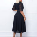 D280: belt included -  new cross-border fashion: european & american style patchwork chiffon beaded socialite african export dress