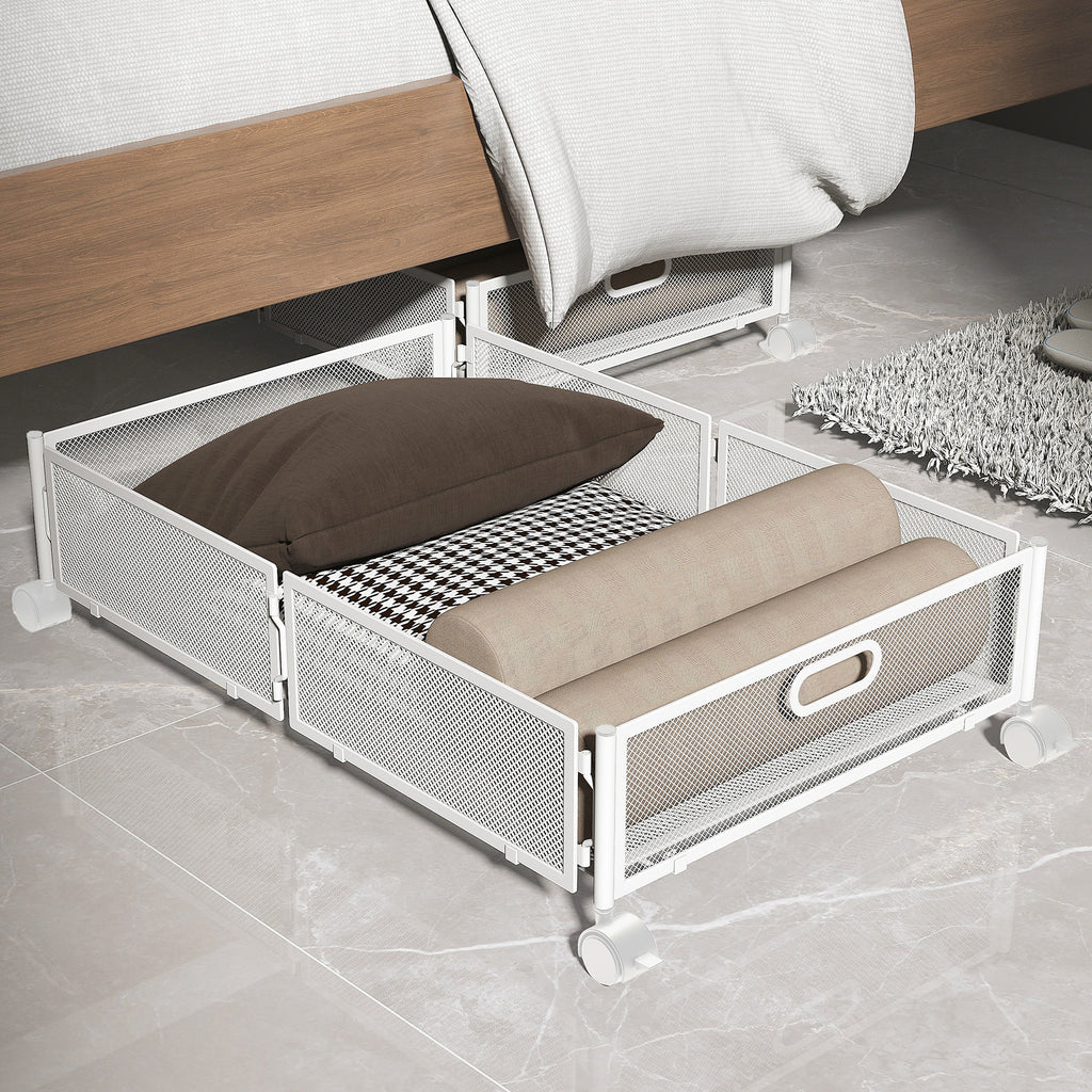 Cross-border  Under-bed Shelf Bedroom Under-bed Storage Rack Pull-out Wheel Clothing Organizer Storage Box