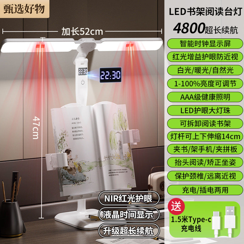 led bookshelf multifunctional desk lamp - ideal for studying, dorm room desks, homework, reading, and student charging - perfect gift!