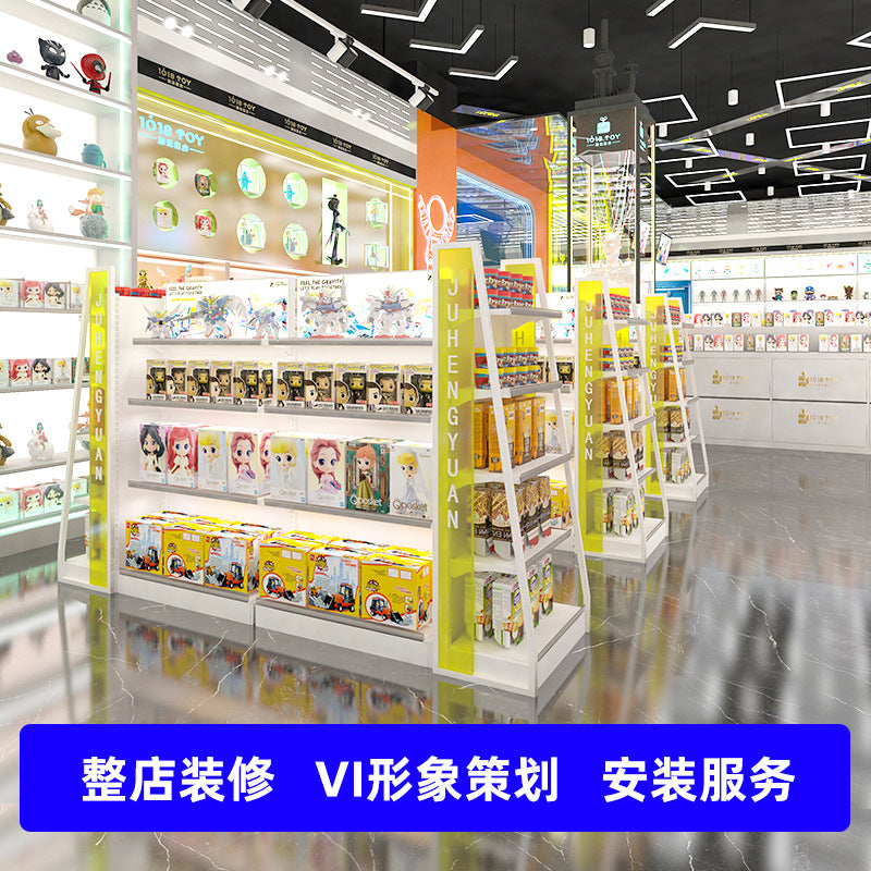 Merchandise figure tide toy store white shelves custom display shelves exhibition hall doll machine shopping mall blind box display shelves
