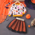 Children's long sleeves round neck sweatshirt + mesh skirt suit