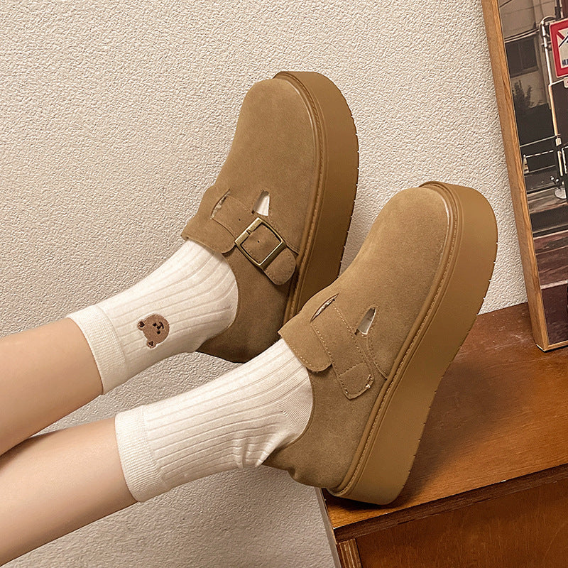 Fashionthick sole birkenstock shoes for women 2025new arrivalspring heightened retro boken loaferseasiest for matchcasualflats shoes