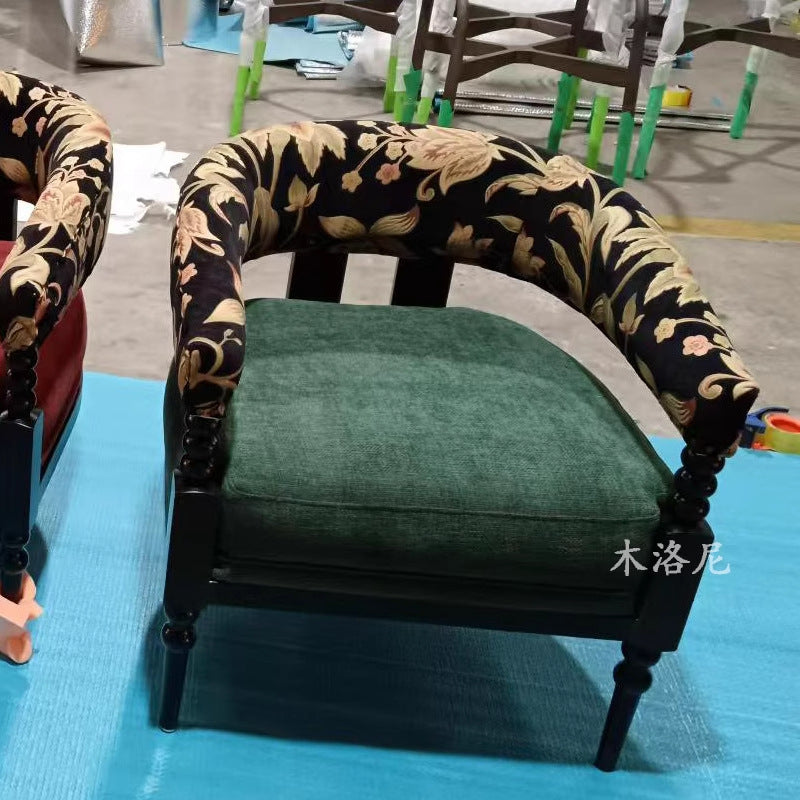 French retro single sofa chair balcony lazy single chair designer style living room fabric casual chair medieval lounge chair
