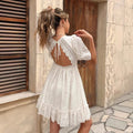 Independent station  european and american women's clothing dresslong sleeves oversized jacquard pleated lantern sleeve dress for women