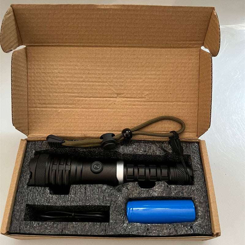 Cross-border new XHP-160 strong light Type-c charging port power display output telescopic zoom LED flashlight