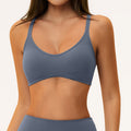 European and american sports bra women's butter fabric collar cross beautiful back outwear pilates thin shoulder strap yoga intimates5560