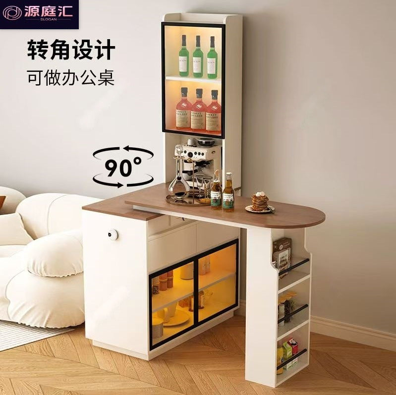 Solid wood sideboard bar all-in-one living room cream style partition cabinet wine cabinet medieval style wall storage storage low cabinet