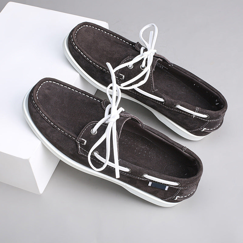 Men's casual leather shoes - lightweight, hand-stitched, plus size, classic boat shoes, old money style