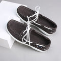 Men's casual leather shoes - lightweight, hand-stitched, plus size, classic boat shoes, old money style