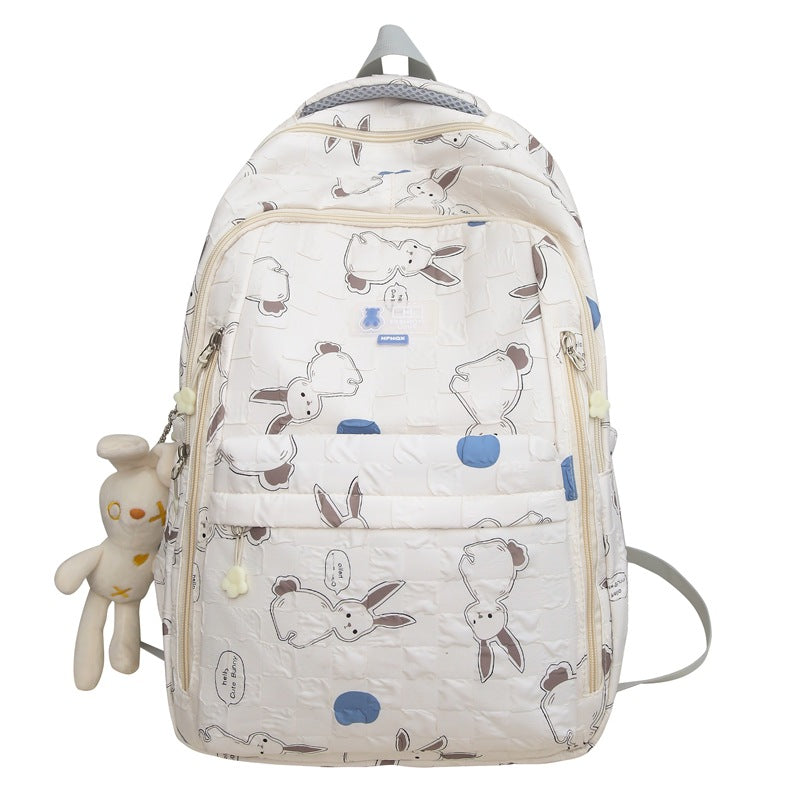 School bag female ins Mori Korean version printed junior high school student backpack high value college student lightweight backpack