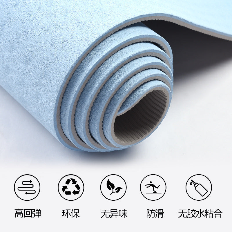 Tpe yoga mat manufacturer - silent pose lines, dance mat, professional anti-slip fitness mat for men - extra wide, extra thick, shock absorbing