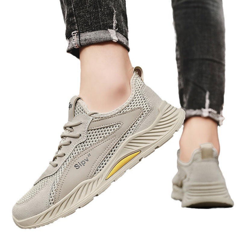 Men's winter breathable mesh lightweight hollow-out running casual sports shoes for work, business, and labor protection - trendy footwear
