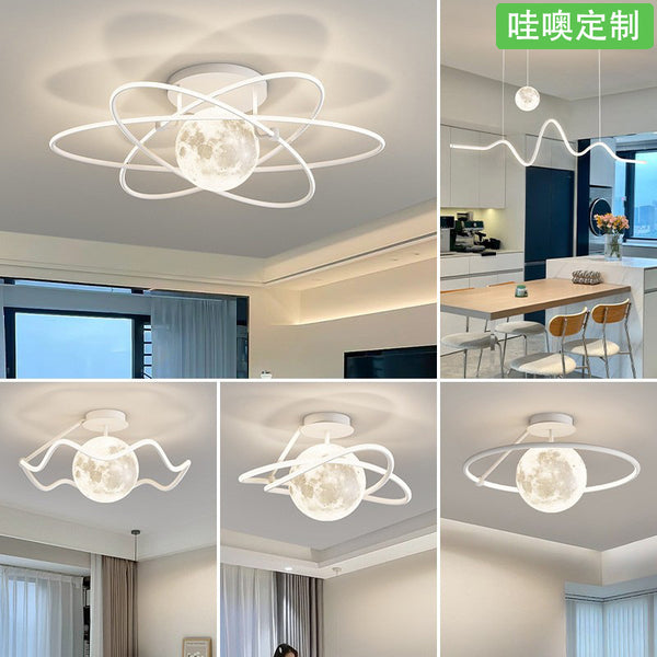 [Wow] Modern and simple Nordic creative moon master bedroom study light full spectrum eye protection children's room ceiling light