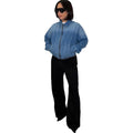 European and american style women's casual denim jacket - new  foreign trade women's washed long sleeve zip-up outerwear