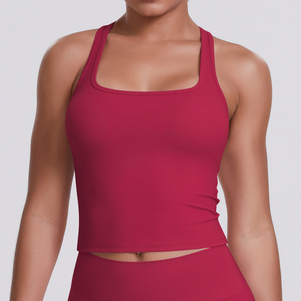 New women's solid color racerback tank top - brushed fabric, quick-dry, compression fit for running, fitness, and yoga