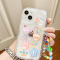 Bear and rabbit compatible iphone 16 case, ip14 pro bracelet, apple 17 girl's style pendant