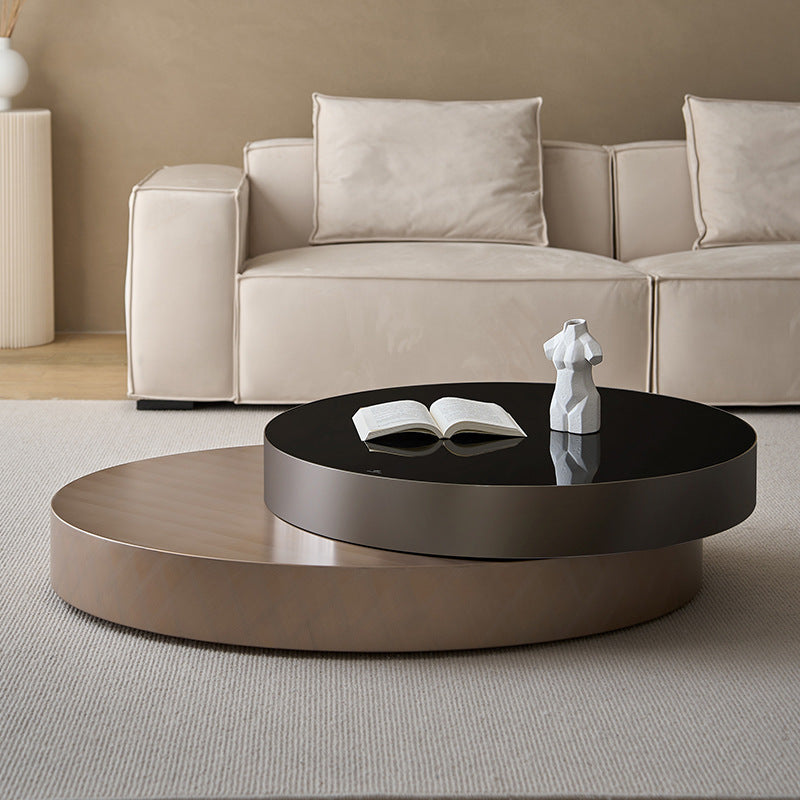 Minimalist round coffee table - new modern living room home accent table - italian-inspired simple high-end artistic trending coffee table