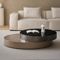Minimalist round coffee table - new modern living room home accent table - italian-inspired simple high-end artistic trending coffee table