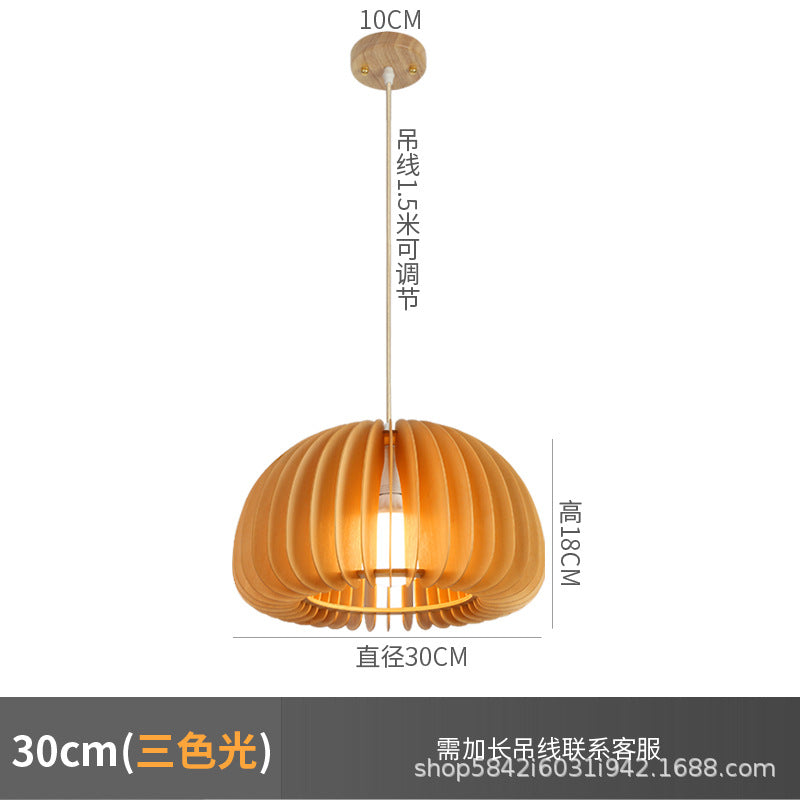 Zhongshan lighting manufacturers creative minimalist study restaurant B & B bar living room Nordic bedroom wood pumpkin chandelier