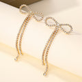 Wholesale new arrival cross-border bowknot rhinestone jewelry exaggerated fashion tassel light luxury earrings alloy stud earrings for women