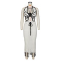 source factory fashionsexy women's hand-crocheted butterfly topsknitting tassel skirt fashionsuit