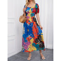 new women's vacation-style square neck dress
