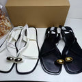 Za2025 women's summer new brown square-toe crossover casual flat sandals with gold buckle