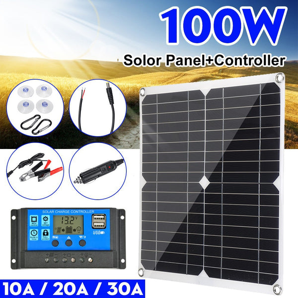 Cross-border supply of 100W monocrystalline solar panels, dual USB18V/5V with controller photovoltaic cell system multi-function