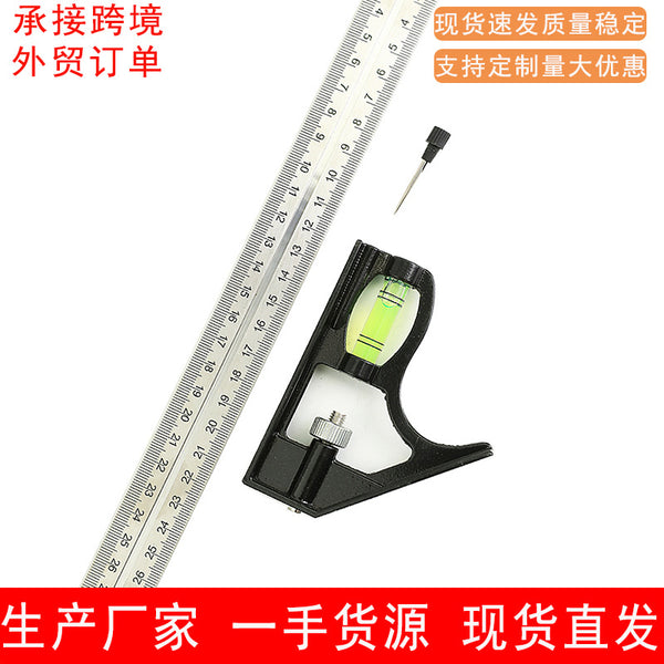 Stainless steel moving combination corner ruler Multifunctional combination corner ruler Horizontal moving corner ruler Scribing ruler 40 degree corner ruler