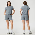 Women's summer casual activewear set: cloud-like air layer, loose fit, slimming, solid color, fashionable fitness yoga two-piece outfit