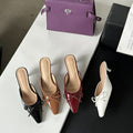 Amazon 2024 new bow-tie stiletto heel slippers - plus size, wine red, outdoor wear, retro pointed-toe mules