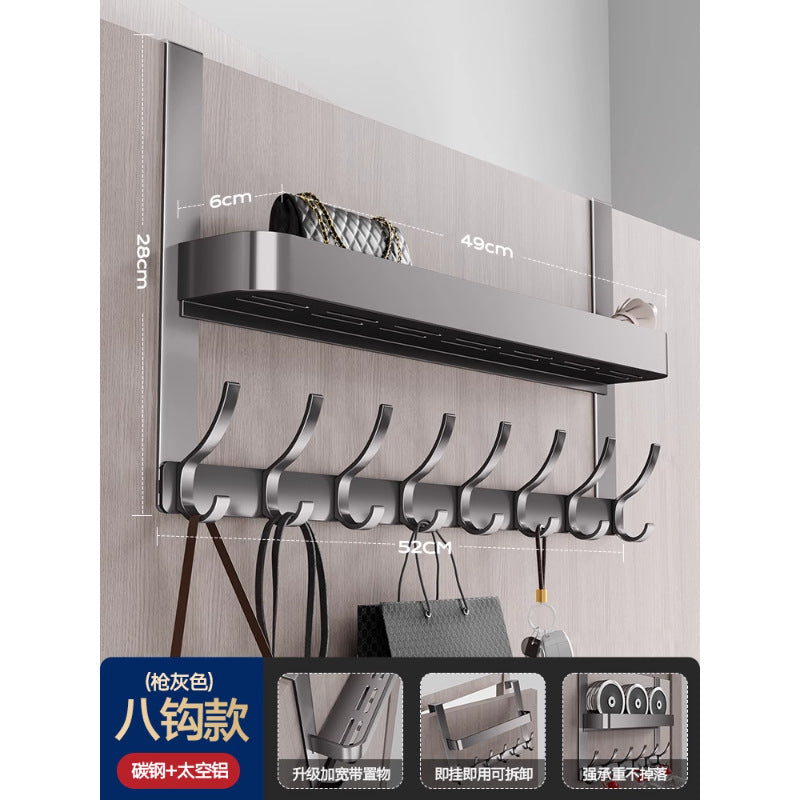 Double-layer clothes hanger behind the door, no need to punch holes, bedroom door hook, door back coat rack, storage rack behind the door
