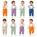 New arrival: cross-border children's clothing - boys' overalls and shirt two-piece set - baby's first birthday dress - gentleman style outfit