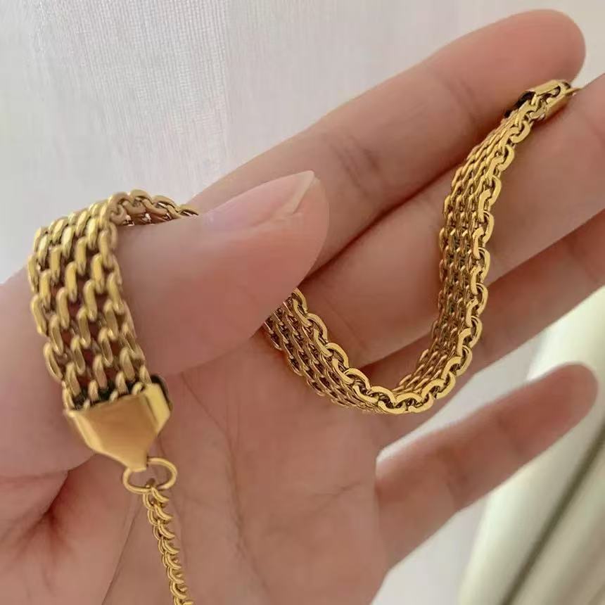European and american chic k-gold cross titanium steel bracelet - unique design, minimalist style, 18k gold plated for women