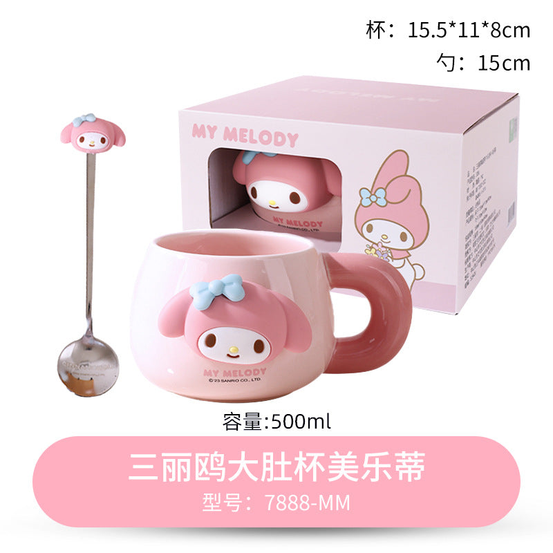 Ceramic cup gift box mug with lid with spoon coffee cup holiday gift box cartoon cup cute water cup