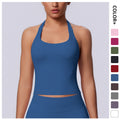 new arrival square collar halter beautiful strap chest pad high elastic long vest running fitness yoga sports seamless vest