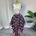 European and american cross-border women's fashion:  summer new arrival - high-waisted plaid tie-up asymmetrical a-line midi skirt