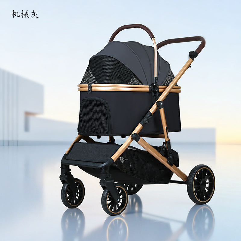 Pet stroller - lightweight, foldable, detachable, for dogs and cats - outdoor pet pushchair, adjustable height, large capacity