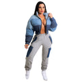 e-commerce source factory: european and american style women's fashion casual denim gradient patchwork cotton jacket