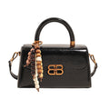 French fashion handbag small square bag women's retro color block leopard print shoulder bag autumn and winter high-end color block crossbody bag