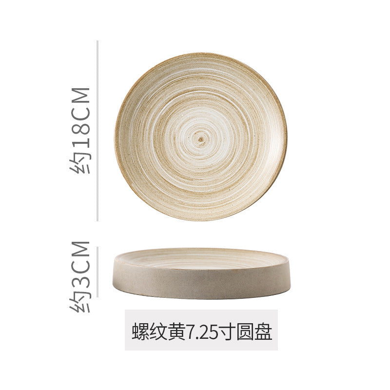 Stylish high-looking clay western food snack round plate restaurant hotel for home pastry dessert plate classy plate