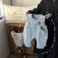 Baby and toddler overalls, baby boy denim rompers, autumn striped base layer, outdoor wear, overalls set, trendy