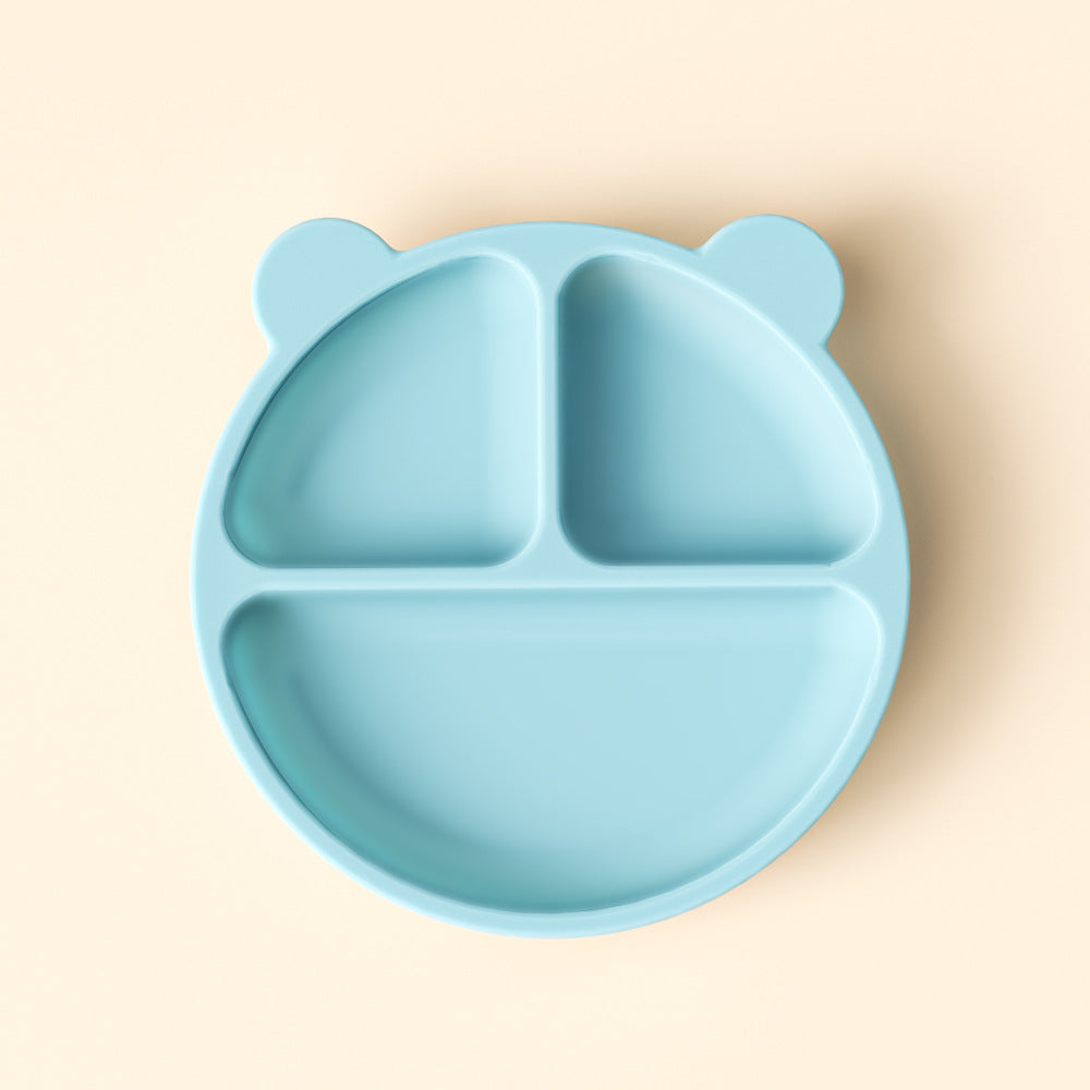 Children's dinner plate, baby eating, silicone bowl, infant food supplement bowl, suction cup type grid plate, mother and baby products tableware