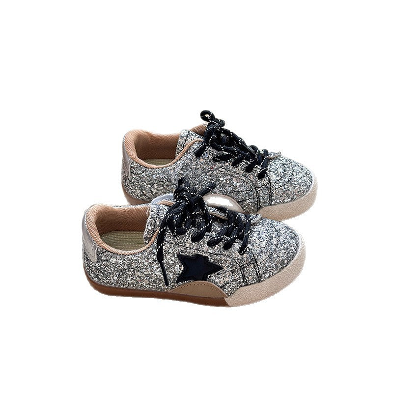 ins children's star board shoes 2025 spring and autumn new Korean version girls retro sports shoes boys flat baseplate shoes