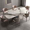 Modern minimalist small apartment home designer pandora dining table and chair set with rock slab dining table