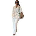 European and american cross-border women's fashion:  summer new arrival - stylish turn-down collar loose solid color shirt and high-waisted trousers casual set