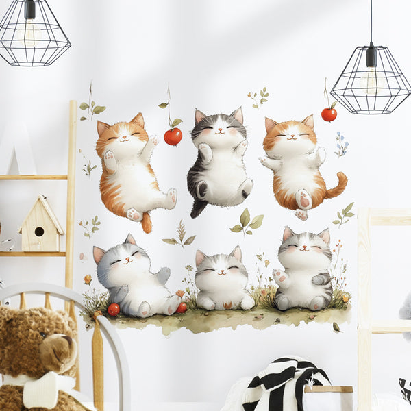 Xian 66042-Cute cat children's room decorative stickers pet store animals on glass removable wall stickers