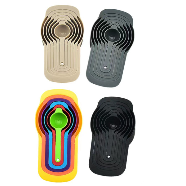 Cross-border spot multicolored PP plastic kitchen coffee measuring spoon set, kitchen baking measuring spoon folding measuring cup six-piece set