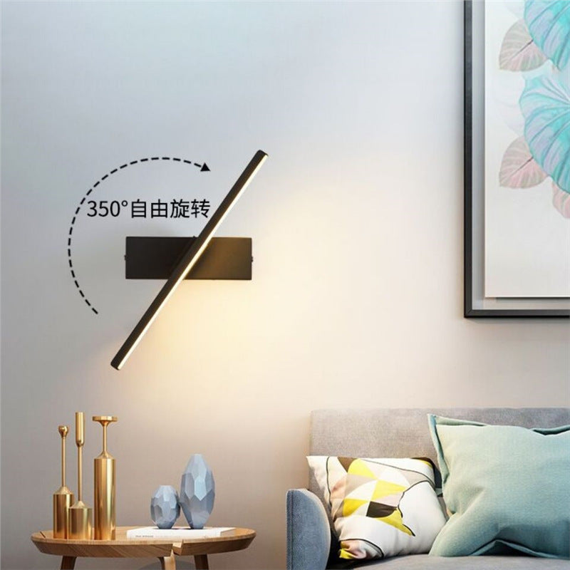Modern minimalist bedroom bedside wall lamp - unique creative minimalist rotating wall sconce for hallway, living room, and background wall